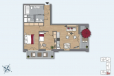Grundriss - Helle 3-Zimmerwohnung mit Einbauküche und Wasserblick