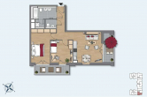 Grundriss - Helle 3-Zimmerwohnung mit Einbauküche und Wasserblick
