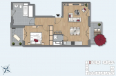 Grundriss - Moderne 2-Zimmerwohnung mit EBK und zwei Balkonen