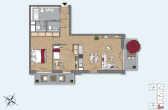 Grundriss - Moderne 3-Zimmerwohnung mit Wasserblick. EBK, 2 Balkone