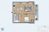 Grundriss - 2-Zimmerwohnung mit Einbauküche und Loggia direkt am Spreekanal